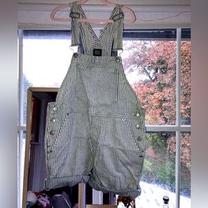 BDG overalls, navy blue and white striped, fit xs